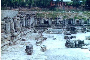 Row of cells of Avantiswami temple at Avantipur.